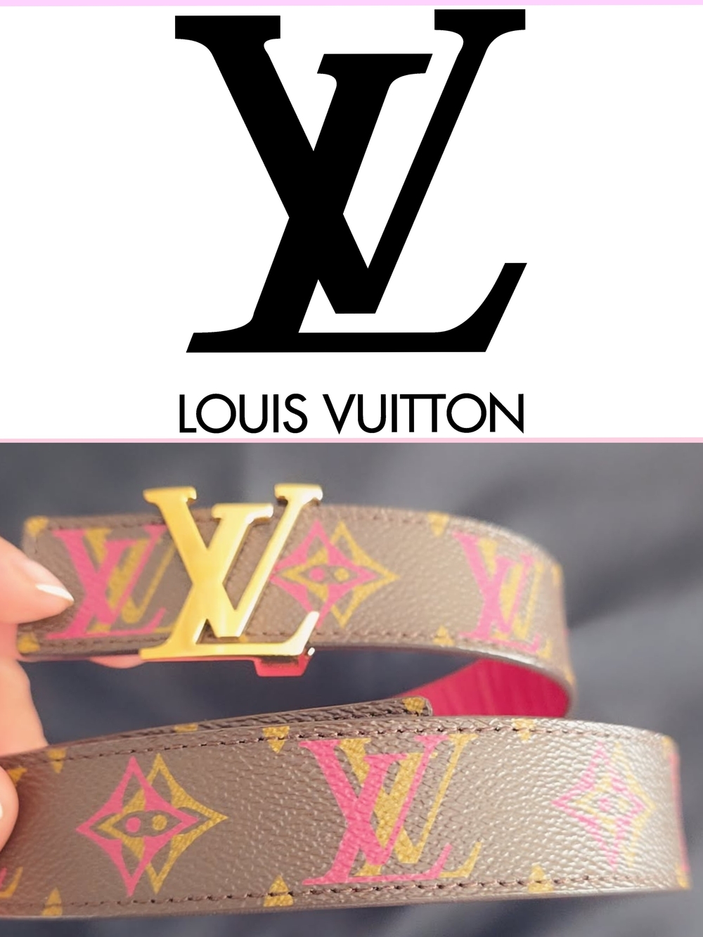 Auth Louis Vuitton Monogram with Pink fuchsia reversible - Gold 80/32